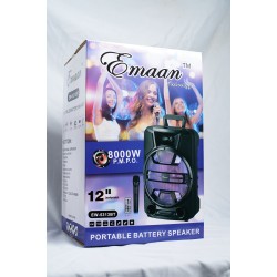 EW-5313 Bluetooth Speaker 12 inch with LED Light, Wireless Microphone, & Remote 8,000W